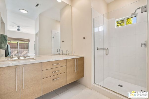 Bathroom, Dual Sink Vanities, Glass Shower, Interior, Recessed Lighting