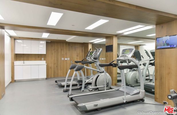 Fitness Equipment, Gym, Interior, Recessed Lighting, Wooden Walls