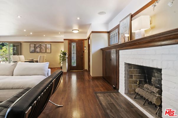 Fireplace, Interior, Recessed Lighting, Wood Texture Flooring