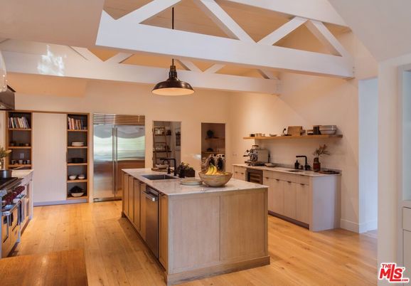 Interior, Kitchen, Pendant Lights, Stainless Steel Appliances, Wood Texture Flooring