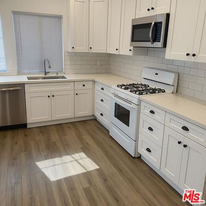 Interior, Kitchen, Stainless Steel Appliances, Wood Texture Flooring