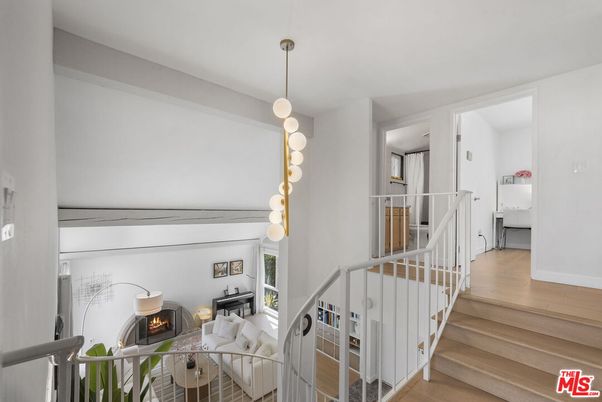 Fireplace, Interior, Living room, Pendant Lights, Wood Texture Flooring