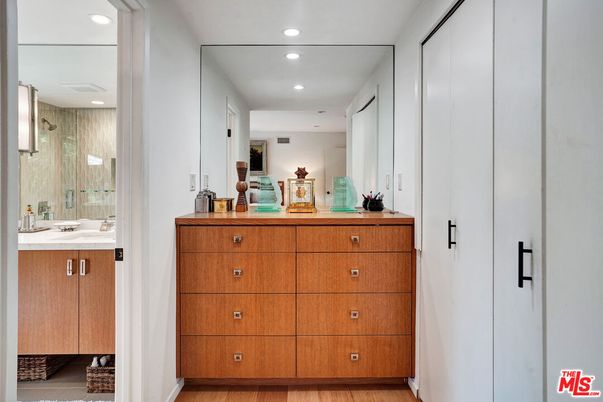 Bathroom, Interior, Recessed Lighting, Wood Texture Flooring
