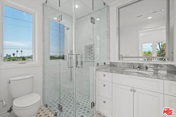 Bathroom, Glass Shower, Interior, Marble Walls, Recessed Lighting