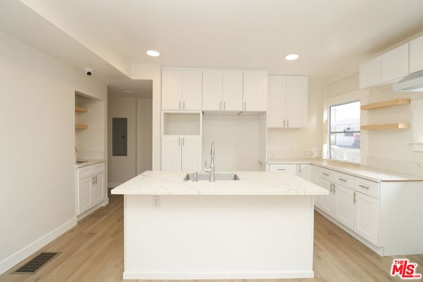 Interior, Kitchen, Recessed Lighting, Wood Texture Flooring