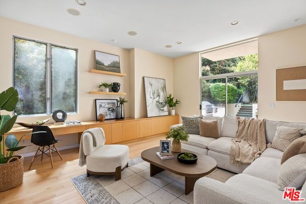 Home Office, Interior, Living room, Recessed Lighting, Wood Texture Flooring