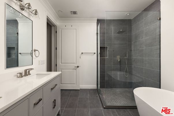 Bathroom, Dual Sink Vanities, Free Standing Baths, Glass Shower, Interior, Recessed Lighting