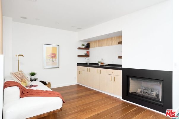 Fireplace, Interior, Recessed Lighting, Wood Texture Flooring