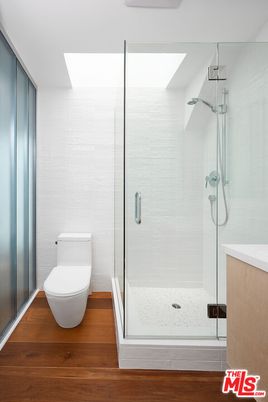 Bathroom, Glass Shower, Interior, Wood Texture Flooring