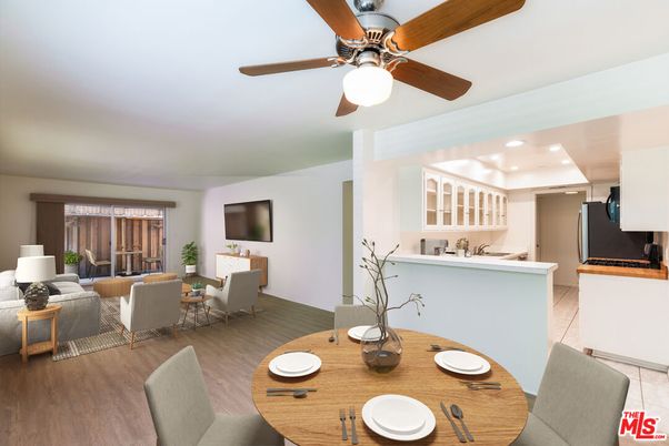 Dining room, Interior, Kitchen, Living room, Recessed Lighting, Wood Texture Flooring