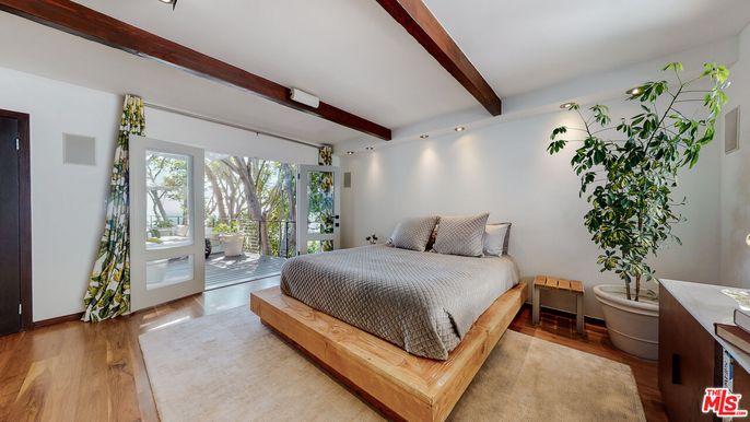 Bedroom, Interior, Recessed Lighting, Wooden Beams, Wood Texture Flooring