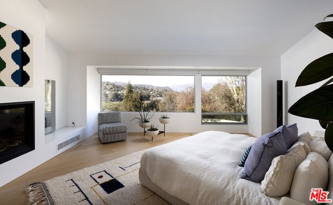 Bedroom, Fireplace, Interior, Wood Texture Flooring