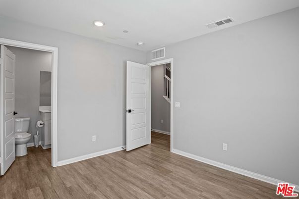 Bathroom, Empty room, Interior, Recessed Lighting, Wood Texture Flooring