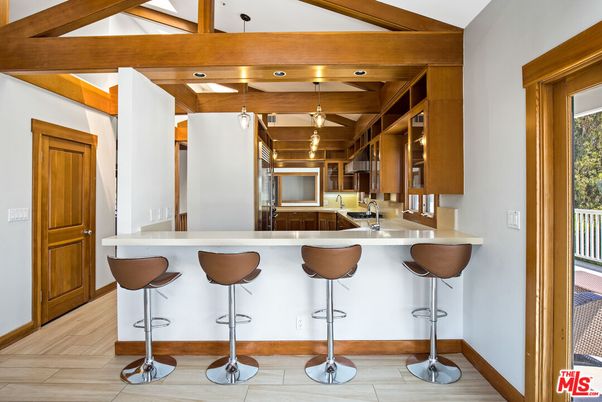 Interior, Kitchen, Pendant Lights, Wooden Beams, Wood Texture Flooring