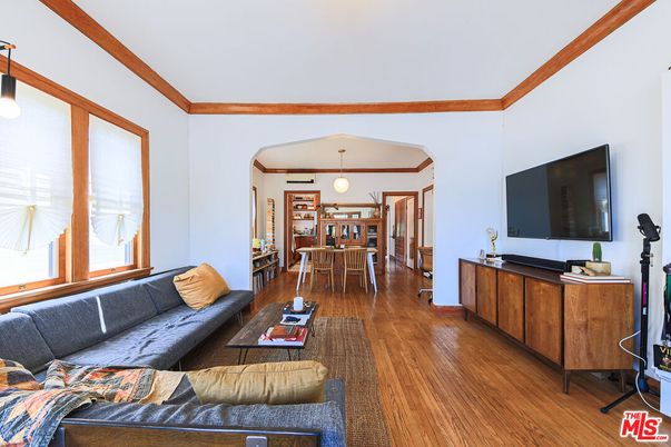 Dining room, Interior, Living room, Pendant Lights, Wood Texture Flooring