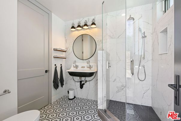 Bathroom, Glass Shower, Interior, Marble Walls