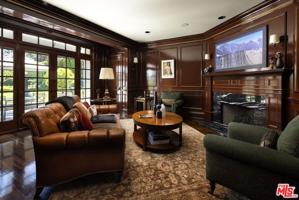 Fireplace, Interior, Living room, Recessed Lighting, Wood Texture Flooring, Wooden Walls