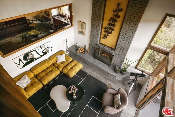 Fireplace, Interior, Living room, Stone Walls, Wood Texture Flooring