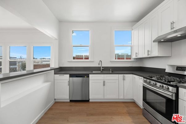 Interior, Kitchen, Stainless Steel Appliances, Wood Texture Flooring
