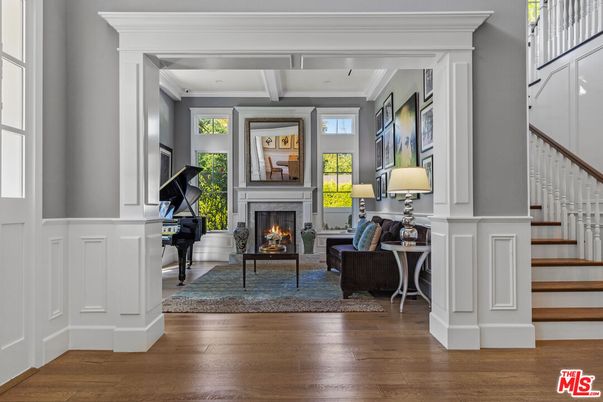Fireplace, Interior, Living room, Piano, Wood Texture Flooring