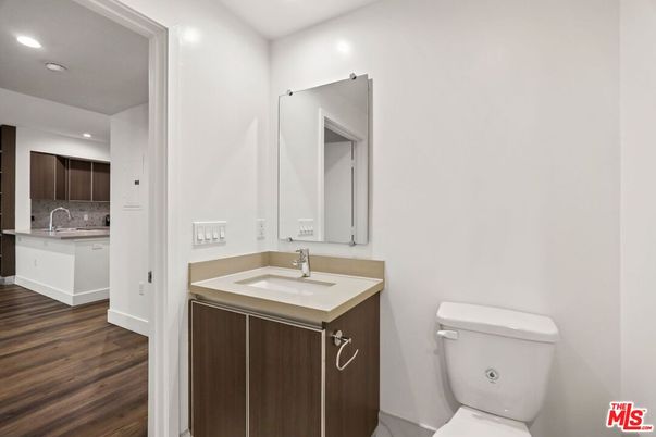 Bathroom, Interior, Recessed Lighting, Wood Texture Flooring