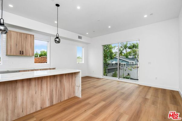 Empty room, Interior, Pendant Lights, Recessed Lighting, Wood Texture Flooring
