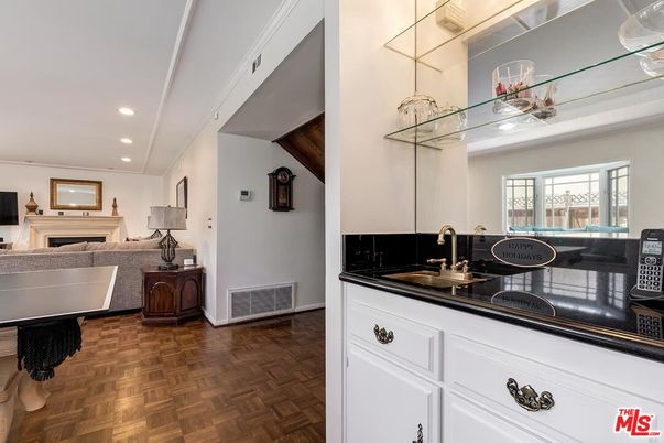 Fireplace, Interior, Recessed Lighting, Wood Texture Flooring