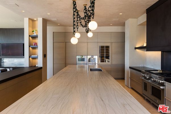 Interior, Kitchen, Marble, Pendant Lights, Recessed Lighting, Stainless Steel Appliances