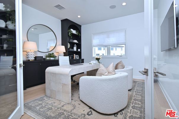 Home Office, Interior, Recessed Lighting, Wood Texture Flooring