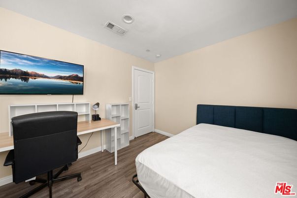 Bedroom, Home Office, Interior, Recessed Lighting, Wood Texture Flooring