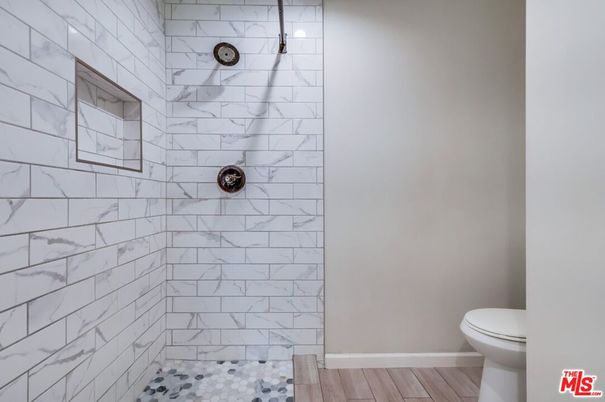 Bathroom, Interior, Marble Walls, Wood Texture Flooring