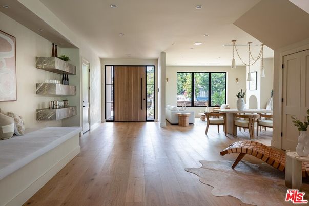 Dining room, Interior, Pendant Lights, Recessed Lighting, Wood Texture Flooring