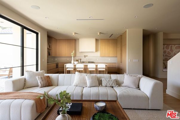 Interior, Kitchen, Living room, Recessed Lighting, Wood Texture Flooring