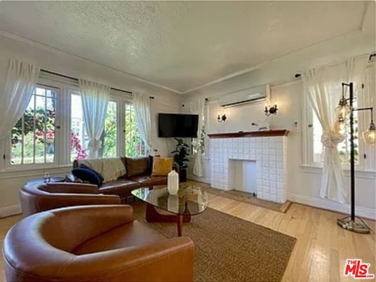 Fireplace, Interior, Living room, Pendant Lights, Wood Texture Flooring