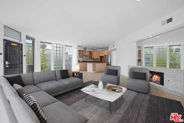 Fireplace, Interior, Kitchen, Living room, Recessed Lighting