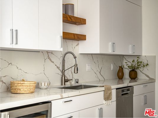 Interior, Kitchen, Marble Walls, Stainless Steel Appliances