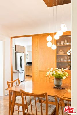 Dining room, Interior, Kitchen, Pendant Lights, Wood Texture Flooring