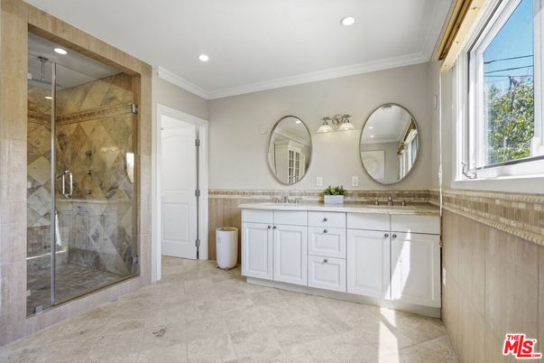Bathroom, Dual Sink Vanities, Glass Shower, Interior, Recessed Lighting