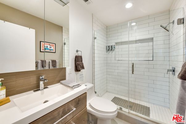 Bathroom, Glass Shower, Interior, Recessed Lighting