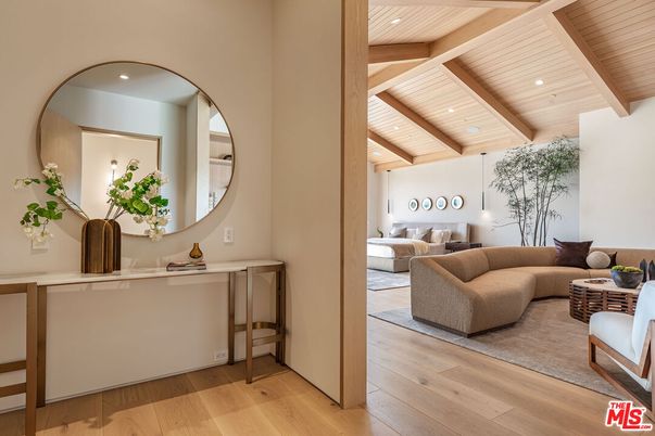 Bedroom, Interior, Recessed Lighting, Wooden Beams, Wooden Ceilings, Wood Texture Flooring