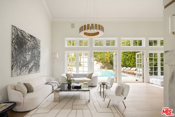 Interior, Living room, Pendant Lights, Pool, Wood Texture Flooring