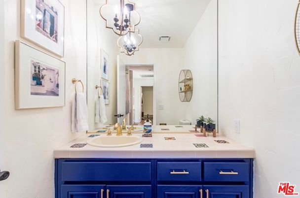 Bathroom, Dual Sink Vanities, Interior, Pendant Lights, Tile Countertops