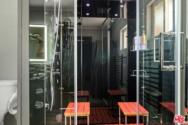 Bathroom, Glass Shower, Interior, Wood Texture Flooring