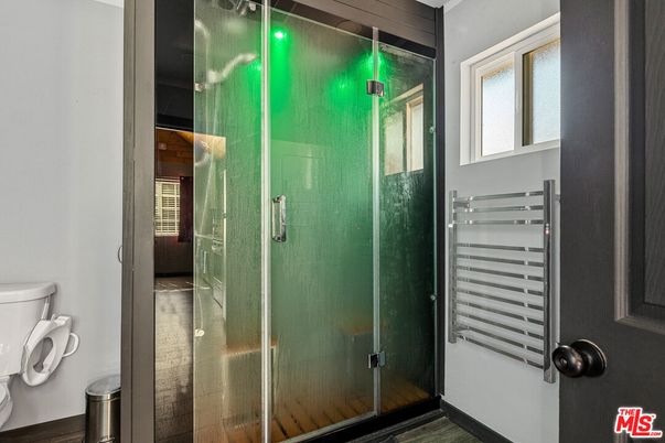 Bathroom, Glass Shower, Interior, Wood Texture Flooring