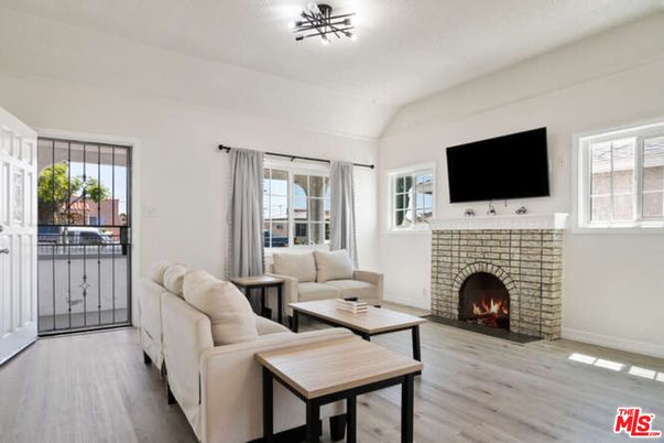 Fireplace, Interior, Living room, Pendant Lights, Wood Texture Flooring