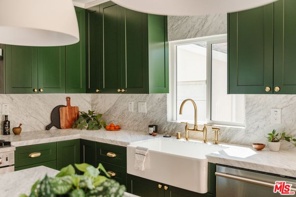 Interior, Kitchen, Marble Walls, Stainless Steel Appliances