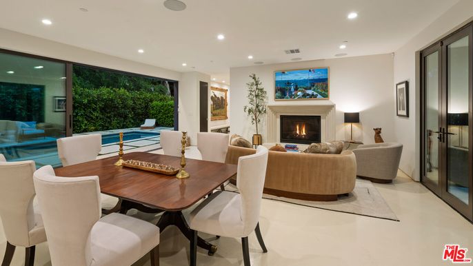 Dining room, Fireplace, Interior, Living room, Recessed Lighting