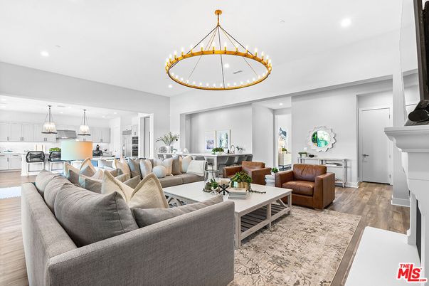 Interior, Kitchen, Living room, Pendant Lights, Recessed Lighting, Wood Texture Flooring