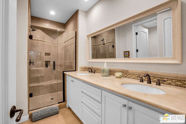Bathroom, Dual Sink Vanities, Glass Shower, Interior, Recessed Lighting