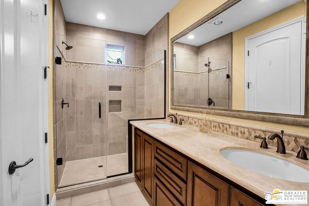 Bathroom, Dual Sink Vanities, Glass Shower, Interior, Recessed Lighting
